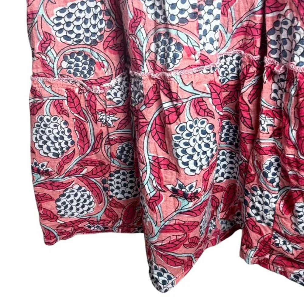 PERRY WALKER COLLECTIVE Annie Block Print Botanical Palm Beach Maxi Sundress - Picture 9 of 10